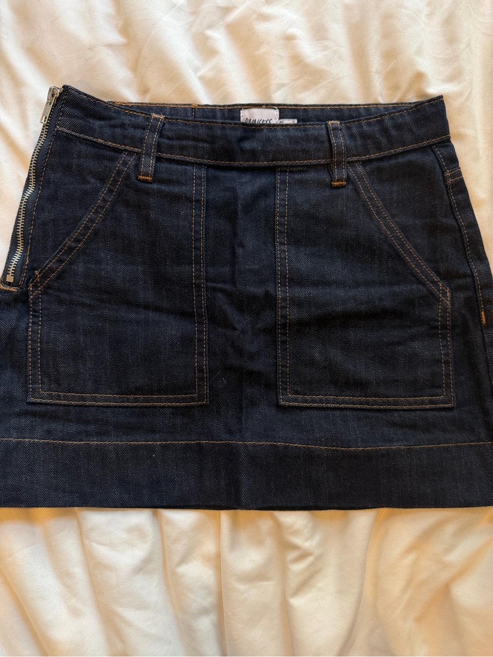 Princess Polly Dark Denim Mini Skirt with Front Patch Pockets